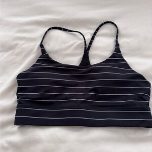 ZYIA Black and White Striped Sports Bra